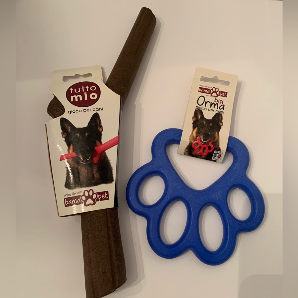 👀🐶 BAMA PET Large Dog Chew Play Toys Non Toxic Made In Italy NWT Colorful